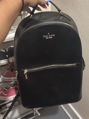 kate spade black leather mini backpack with gold hardware